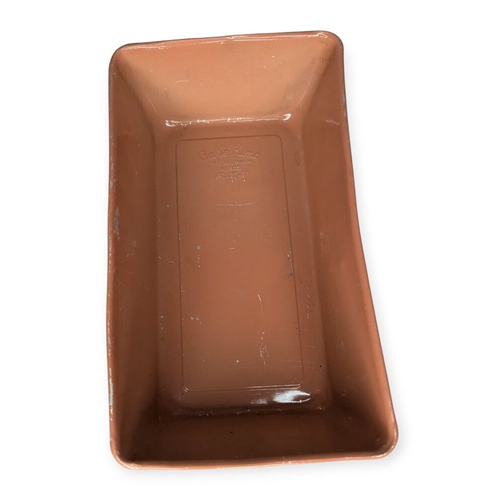 Vintage Bake King Light Terracotta Enameled Aluminum Rectangle Cake Pan